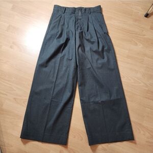 NWT Banana Republic Grey Wideleg Highrise Soft Faux Wool Pleated Pants Size 10